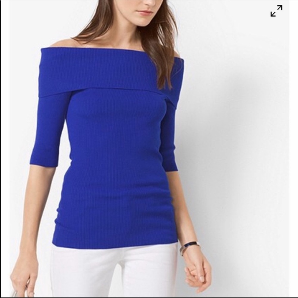 Michael Kors Royal Blue Off-Shoulder Top